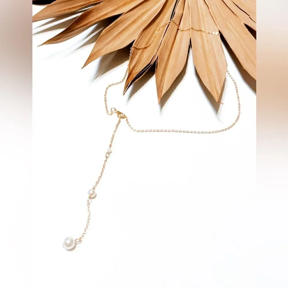 Pearl drop back necklace A174